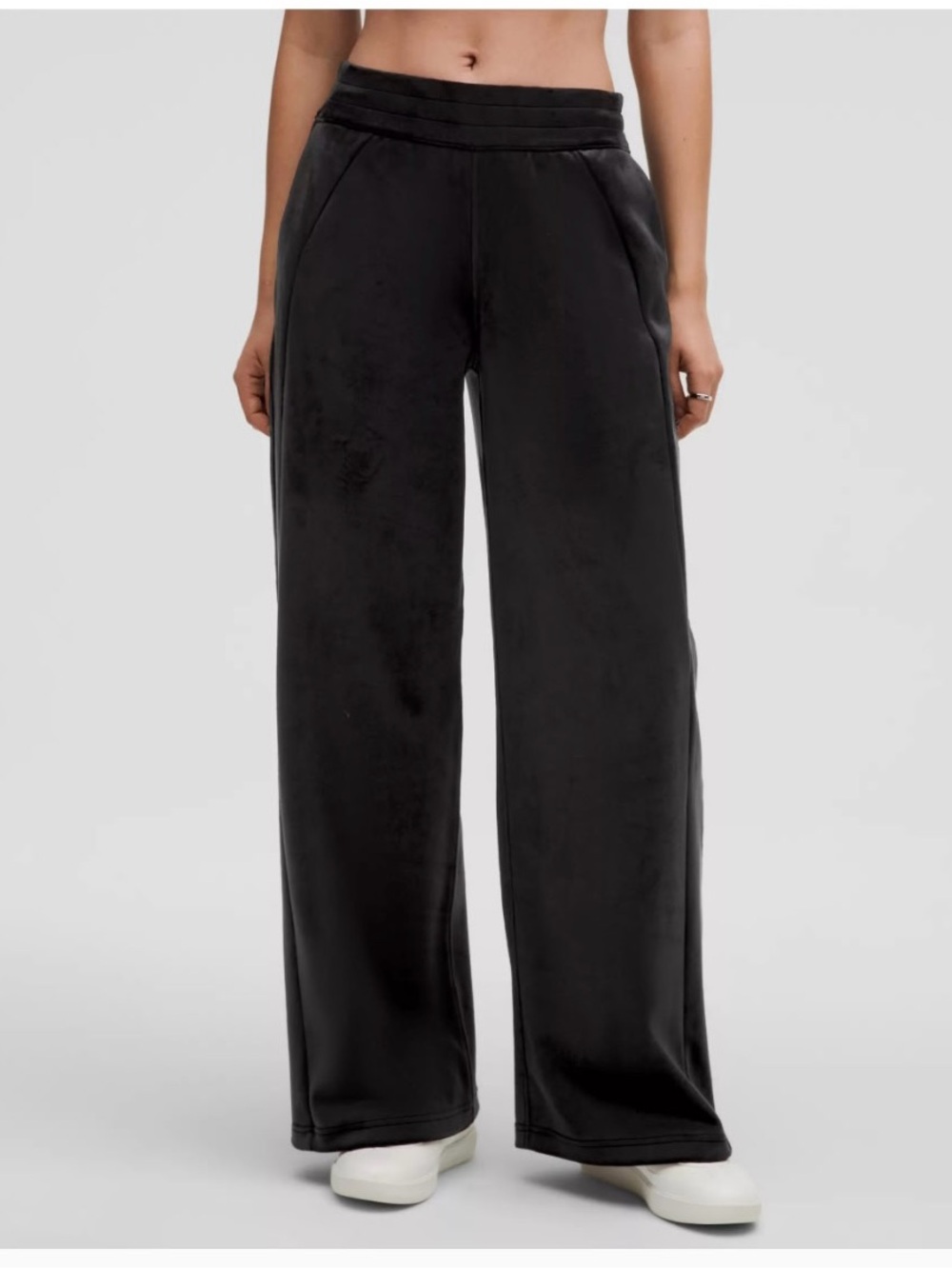 lululemon Scuba mid rise Black Wide-Leg Velour velvet cord Lounge Pants